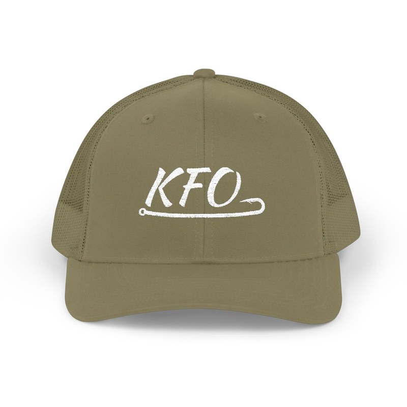 Loden trucker hat with embroidered KFO script logo
