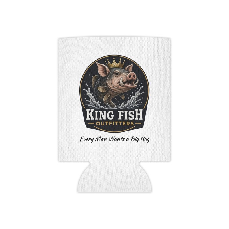 White can koozie with the Big Hog badge and Every Man Wants a Big Hog in script