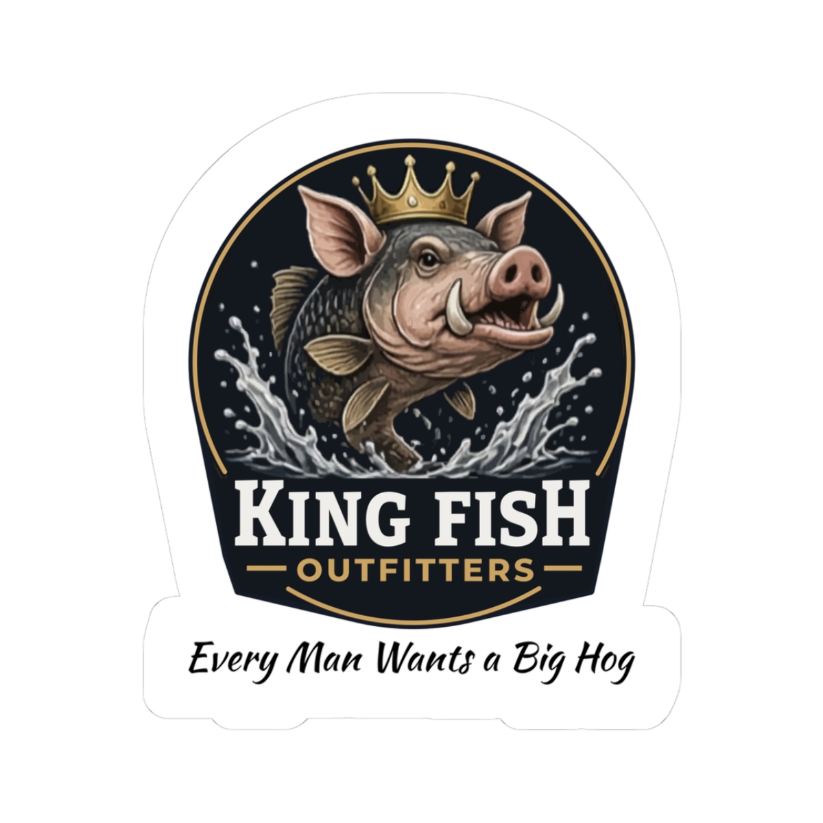 3 inch white Big Hog King Fish Outfitters sticker